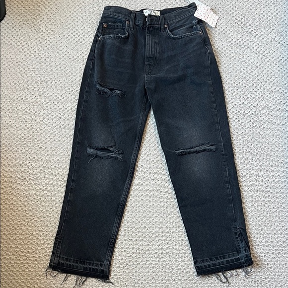 Free People Black Distressed Ankle Jeans - Picture 1 of 6